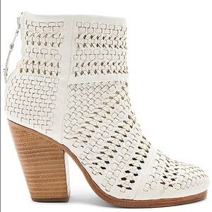 Rag & Bone Woman Newbury Laser-cut Leather Ankle Boots Ivory Size 38.5 - READ